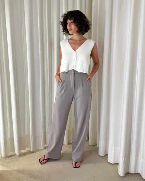 CALÇA BEIRUTE CINZA MESCLA CLARO