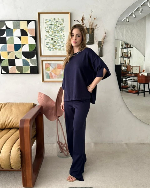 CONJUNTO ANNA AZUL MARINHO TRICOT