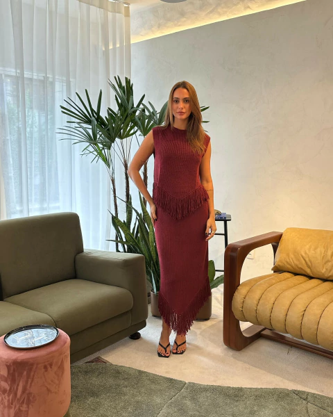 CONJUNTO PIETRA VINHO TRICOT