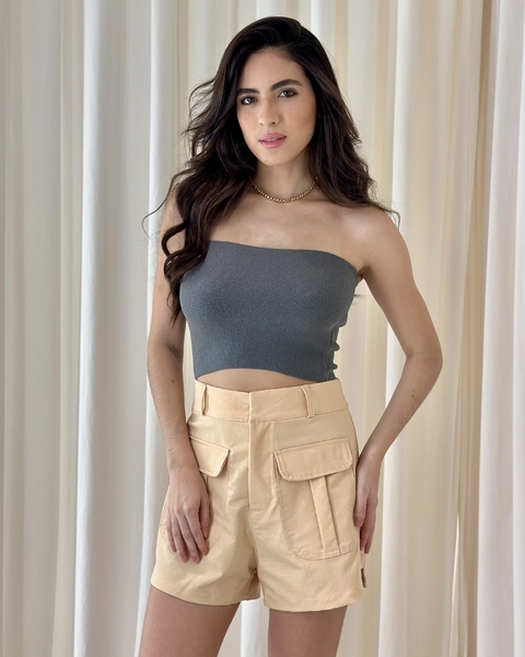 TOP FAIXA CINZA TRICOT