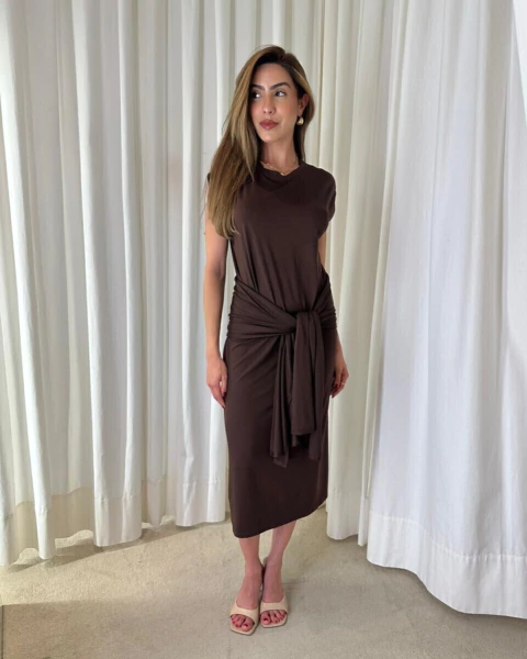 VESTIDO DUDA MARROM
