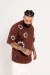 T-shirt Oversized Circle Marrom - Just Heaven Clothing