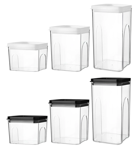 Kit Potes Porta Mantimento Alimento Hermético Quadrado Cozinha Empilhável 3 Uni Wbcom