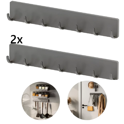 Kit 2 Suporte Organizador Vassouras Pendurar Objetos Despensa Com Adesivo Wbcom