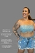 Short Jeans Feminino Pincelado E Bordado Manual Com Búzios - comprar online