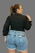 Short Jeans Feminino Com Bordado Manual Em Pedrarias na Cor Grafite - Thaty Rabello Brand