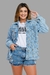 Jaqueta Jeans Feminina Bordado Manual Flores em Cristais e Chatons - loja online