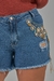 Short Jeans Feminino Bordado Manual Com Búzios E Torçal - comprar online