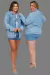 Imagem do Short Jeans Feminina Bordado Manual Flores em Cristais e Chatons