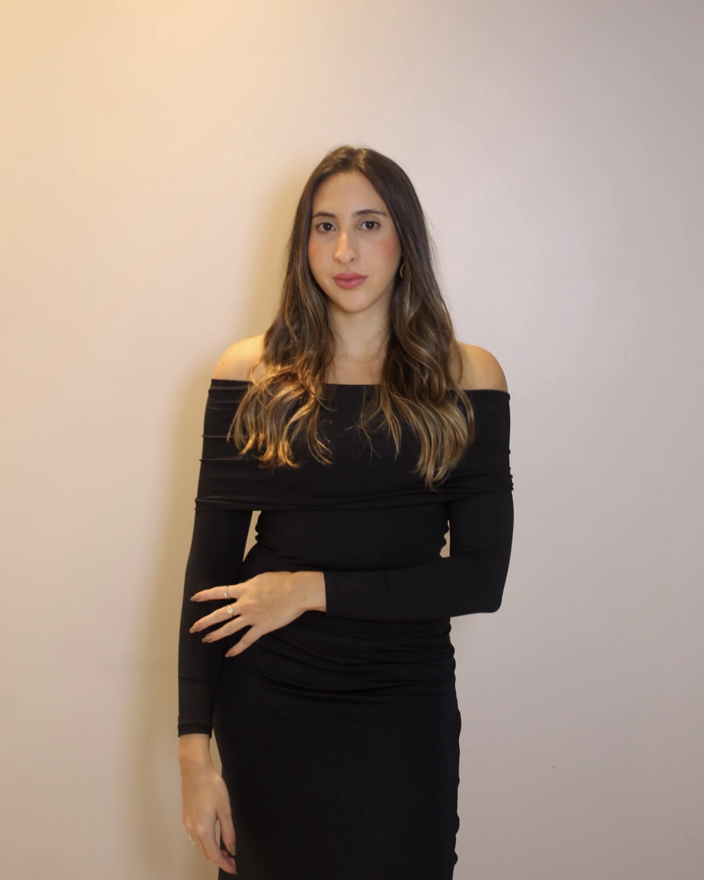 Top Chloe Ombro A Ombro Manga Longa Preto