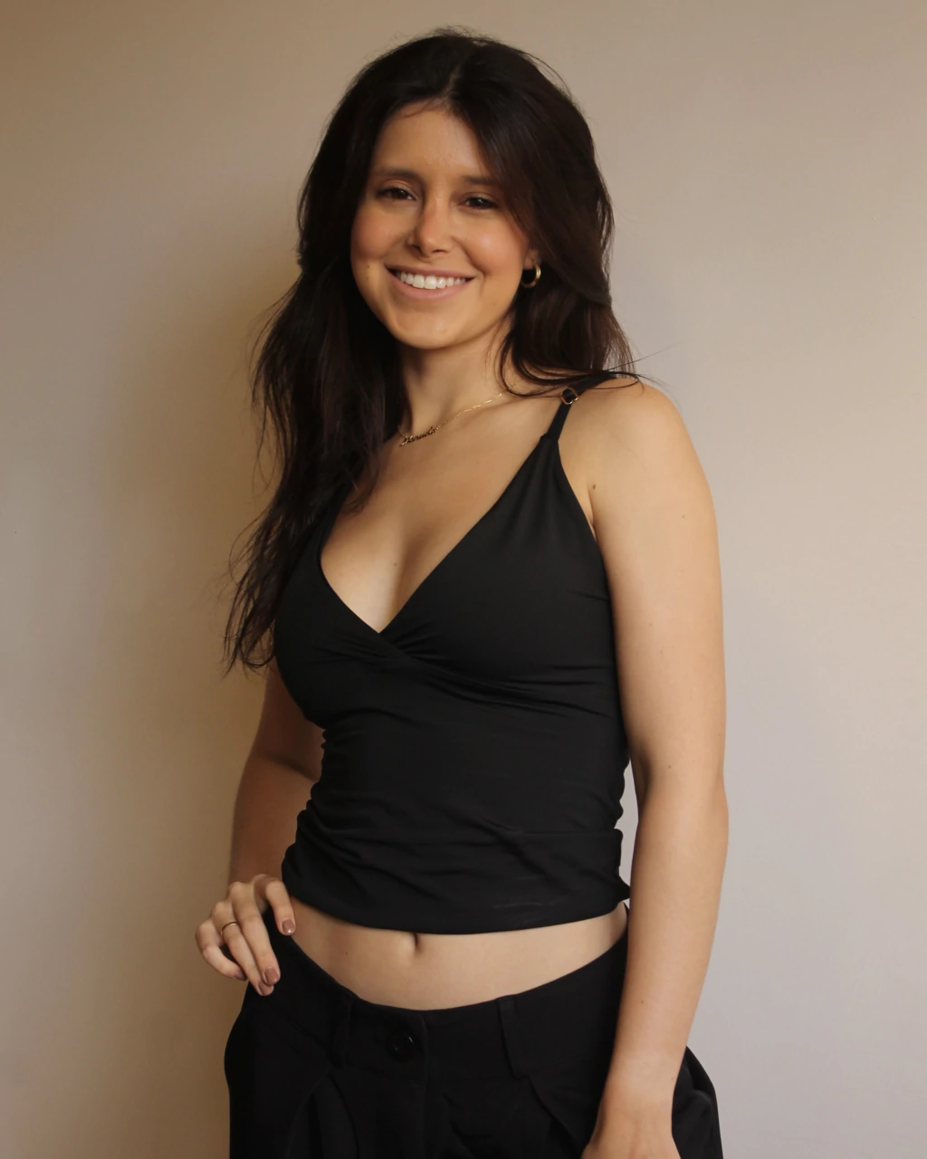 Top Basic Decotado com Regulador Preto