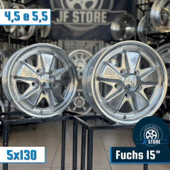 Jogo de Rodas Raw Classics Réplica Porsche 911 Fuchs Aro 15 Tala 4,5 e 5,5 Polida / 5 Furos (5x130)