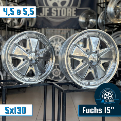 Jogo de Rodas Raw Classics 911 Fuchs Aro 15 Talas 4,5 e 5,5 Polidas / 5 Furos (5x130)