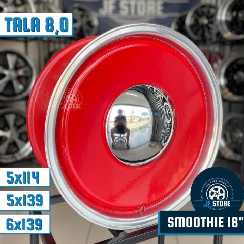 Jogo de Rodas Smoothie Aro 18 Tala 8 Vermelha Diamantada / 5 Furos ou 6 Furos