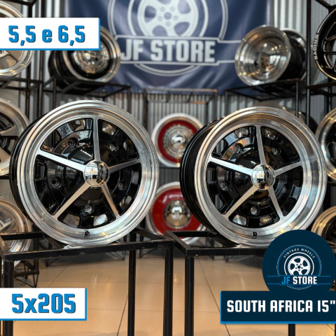 Jogo de Rodas Raw Classics Réplica Sprintstar South Africa Aro 15 Tala 5,5 e 6,5 Preta / 5 Furos (5x205)