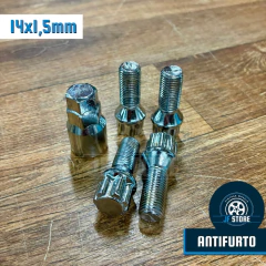 Jogo de 4 Parafusos Cromados Antifurto 14mmx1,5mm