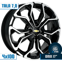 Jogo de Rodas KR M16 Onix Aro 17" Tala 7,0 Preto Diamantado / 4 Furos (4x100)