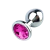 Plug anal redondo tamanho M na cor pink com detalhe em pedra brilhante.