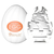 O Masturbador masculino Egg Twister, em forma de ovo branco com detalhes em laranja, acompanhado por uma peça interna de silicone com textura twist para estimulação.