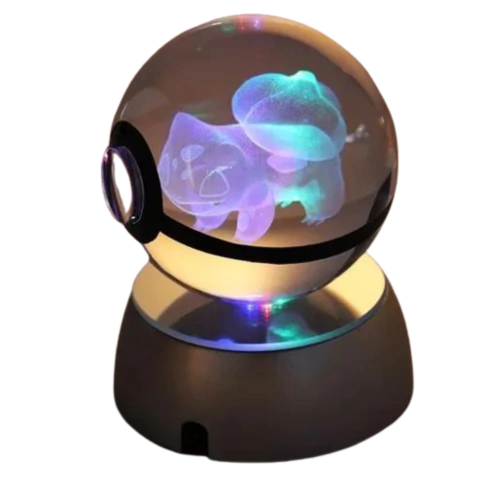 Pokebolas de Cristal con Base Iluminada Bulbasaur