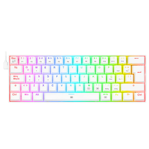 Teclado Mecanico Gamer RGB Redragon Dragonborn K630W Blanco Dust-Proof Red