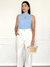 Maxi Cropped Tricot Gota Azul