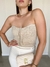 Maxi Cropped Tricot sem Alças Bege