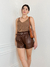 Short com cinto marrom - loja online