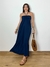 Vestido longo fluido Azul Marinho - comprar online