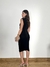 vestido drapeado midi tricot preto - comprar online