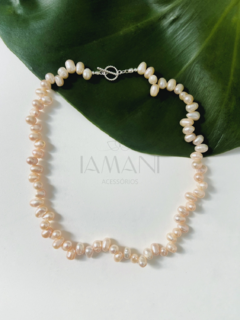 Choker Pérola Gota Pêssego - Prata 925 - comprar online