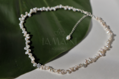 Choker Pérolas Gota Branca Prata 925 - comprar online