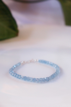 Pulseira Água Marinha em Cubos - Prata 925 - comprar online