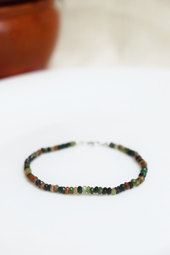 Pulseira Turmalina Verde Amarela Rondele - Prata 925
