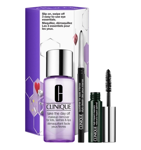 Clinique Slip On, Swipe Off Makeup Set - Kit 3 itens essenciais para olhos
