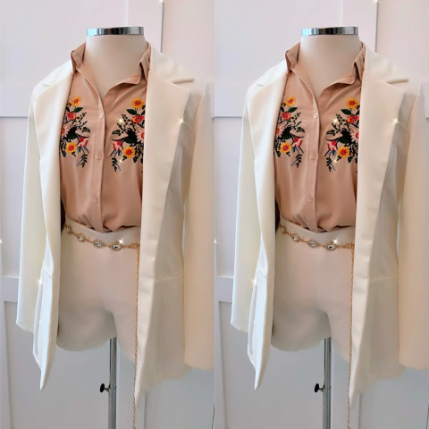 BLAZER LARISSA NO PONTO ROMA ( COR OFF)