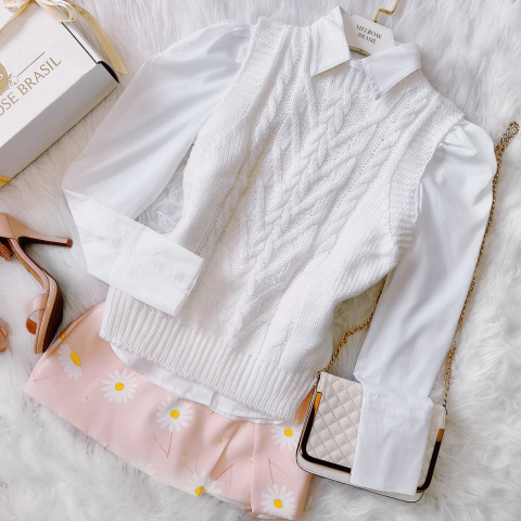 COLETE MB BÁRBARA TRICOT ( COR BRANCO)
