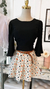 CROPPED LUANE NO CREPE DUNA/POSSUE BOJO/MANGA PLISSADA(COR PRETO) - loja online