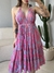 Vestido Bali Curto Indiano na Seda ( Floral Kashimir rosa/azul) - loja online