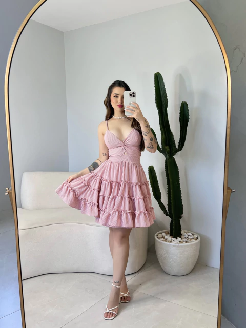 VESTIDO MARIA CLARA BONECA/POSSUE BOJO/ALÇAS REGULÁVEIS/FORRADO( LISTRADO ROSÊ ESCURO/BRANCO) - comprar online