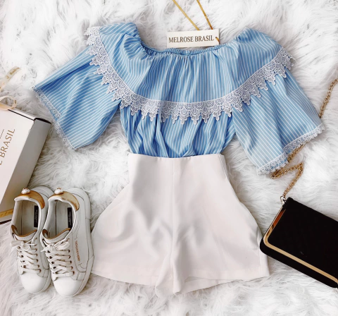 BLUSA MALU MB/CIGANINHA D/EM RENDA( LISTRADA)