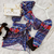 CONJUNTO MARIA FLOR ACOMPANHA CROPPED COM BOJO NO CREPE +SAIA NO CREPE( ESTAMPA INSP.FARM FUNDO AZUL)