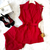 Conjunto ALFAIATARIA MB VENEZA acompanha 2 peças MAXI COLETE+ SHORT/Acompanha faixa( COR VERMELHO)