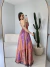 Vestido Indiano Vídea Longo na Seda/Detalhes Gold ( Estampa kashimir/floral/ tons rosa) - comprar online