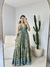 Vestido Indiano Banjara Longo na Seda/Detalhes Gold/Costas Nua ( Floral Kashimir Verde) - comprar online