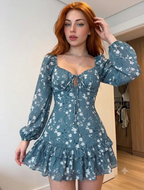 Vestido Maria Flor/POSSUE BOJO/POSSUE ZÍPER/ESTAMPA FLORAL (ESCOLHA SEU TAMANHO E COR)