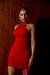 Vestido MILANO POSSUE BOJO/ NO MICRO TULE C/ ELASTANO/FORRADO/DETALHES NA GOLA EM STRASS(COR VERMELHO)