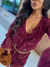 VESTIDO BARCELONA/NO MICRO TULE C/ ELASTANO/POSSUE BOJO/DETALHE EM BABADOS(COR VINHO MARSALA) - comprar online