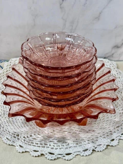 Juego de ensaladera y compoteras rosa