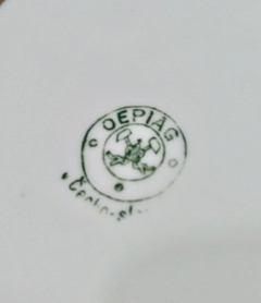 Plato de porcelana checoslovaca OEPIAG montura de bronce - comprar online